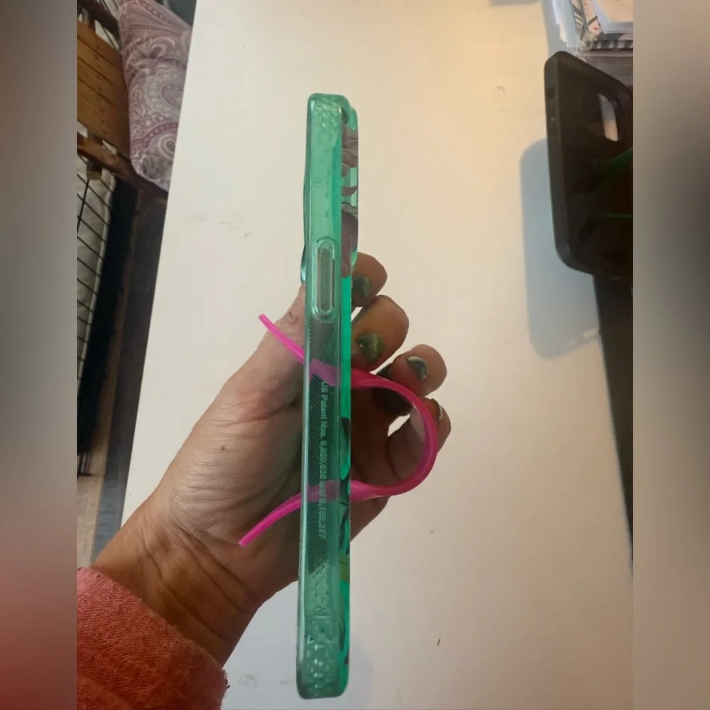 Loopy Case Floral Tropical Green Phone Case with Pink Loop